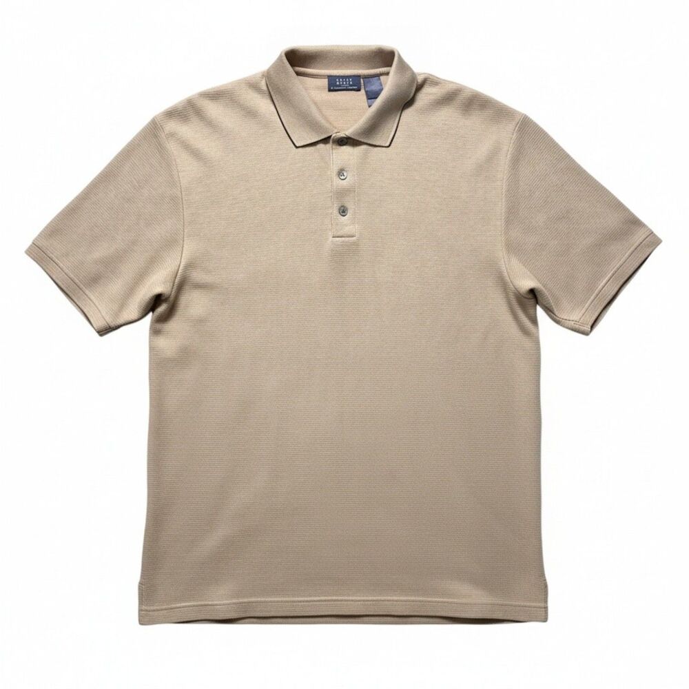 Crazy Horse Claiborne Men’s Large Beige Textured Polo Shirt Fall Casual